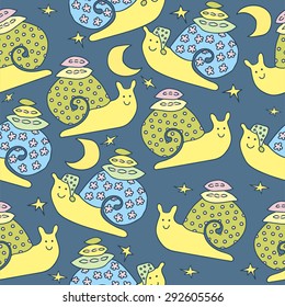 Seamless background with snail pillow