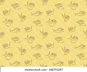 Seamless background with snails Achatina. There is an option in the vector.