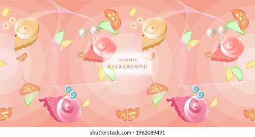 seamless background with snails in caramel shades. To decorate a children's party or a pastry shop