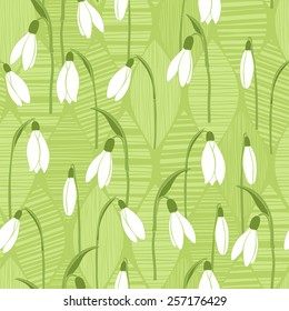 Seamless  background with snowdrops.