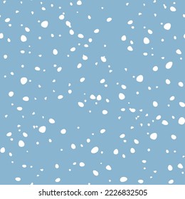 Seamless background with snowfall. White falling snow on a blue background. Vector illustration