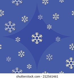 seamless background of snowflake on blue tone vector