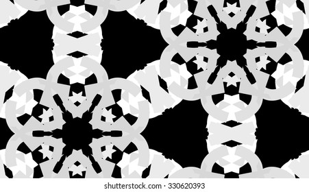 Seamless background of snowflake shapes over black background
