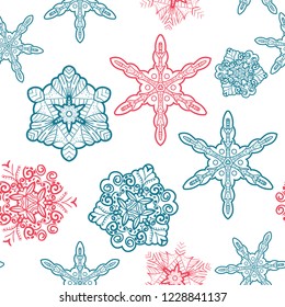 Seamless background with snowflakes.