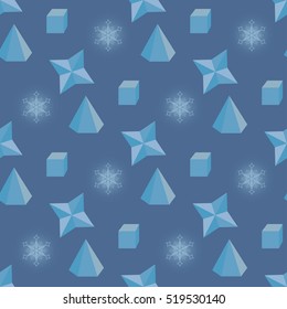 Seamless background with snowflakes and abstract figures