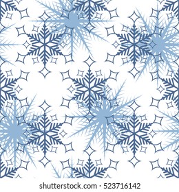 Seamless background with snowflakes. Abstract figures on a white background