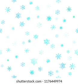 Seamless background of snowflakes blue