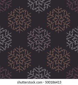 Seamless background with snowflakes. Calligraphy. Print. Repeating background. Cloth design, wallpaper.