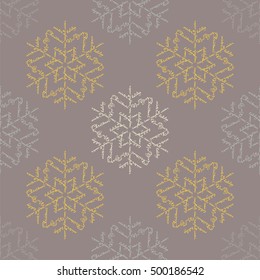 Seamless background with snowflakes. Calligraphy. Print. Repeating background. Cloth design, wallpaper.