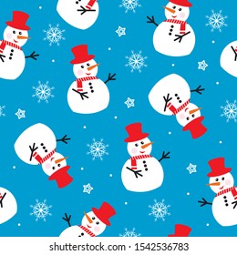 Fondo sin inconvenientes con copos de nieve y de nieve. Diseño para envoltura, tela, impresión. Ilustración vectorial.