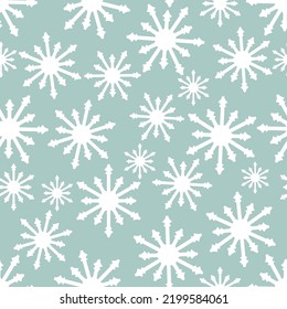 Seamless background with Snowflakes on a blue background. Festive fabric design, paper, packing. Vector illustration.