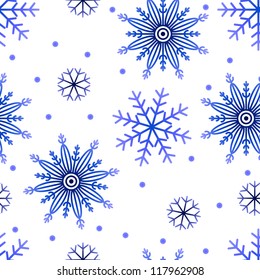 Seamless background with snowflakes on white