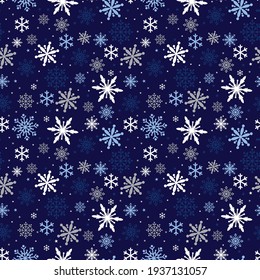 Seamless background with snowflakes and star