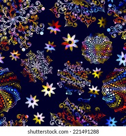 Seamless background with snowflakes. Vector illustration.