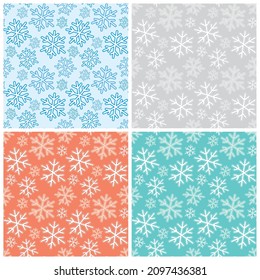 Fondo sin foco con copos de nieve. Tema de vacaciones de invierno, un conjunto de texturas para Navidad y Año Nuevo.