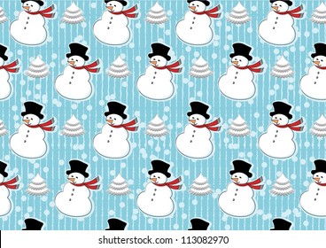 seamless background with snowman