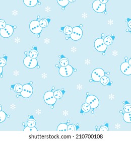 seamless background of the snowman and snowflake vector