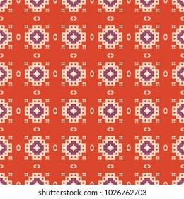 Seamless background southeast Asian retro aboriginal traditional art textile pattern geometry check cross square mosaic