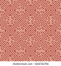 Seamless background southeast Asian retro aboriginal traditional art textile pattern spiral check cross tracery frame line
