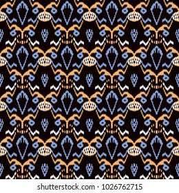 Seamless background southeast Asian retro aboriginal traditional art textile pattern sawtooth geomtry cross garden flower