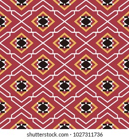 Seamless background southeast Asian retro aboriginal traditional art textile pattern star geometry cross frame