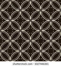 Seamless background southeast Asian retro aboriginal traditional art textile pattern round cross dot line flower