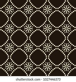 Seamless background southeast Asian retro aboriginal traditional art textile pattern round cross dot line flower