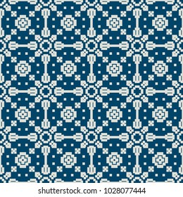 Seamless background southeast Asian retro aboriginal traditional art textile pattern mosaic geometry cross square check