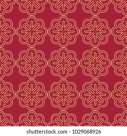 Seamless background southeast Asian retro aboriginal traditional art textile pattern curve cross frame line flower