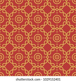 Seamless background southeast Asian retro aboriginal traditional art textile pattern round dot curve cross frame line