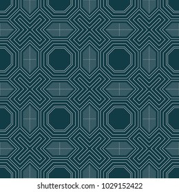 Seamless background southeast Asian retro aboriginal traditional art textile pattern polygon cross geometry spiral frame line
