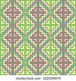 Seamless background southeast Asian retro aboriginal traditional art textile pattern mosaic square geometry cross