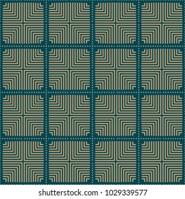 Seamless background southeast Asian retro aboriginal traditional art textile pattern square check cross round dot line