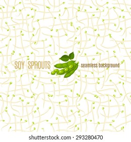 Seamless background with soybean sprouts. Vector illustration, eps10.