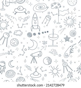 seamless background space doodle pattern vector