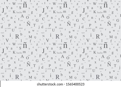 Seamless background with Spanish letters and pronunciations