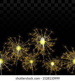 Seamless background with sparklers. Festive vector background
