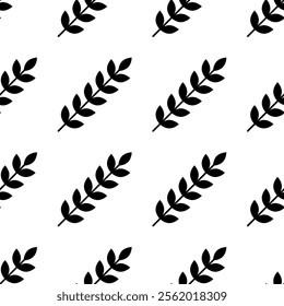 Seamless background of spikelet silhouettes. Vector pattern with spikelets of wheat on white background.