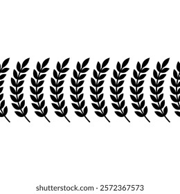 Seamless background of spikelet silhouettes. Vector pattern with spikelets of wheat on white background.