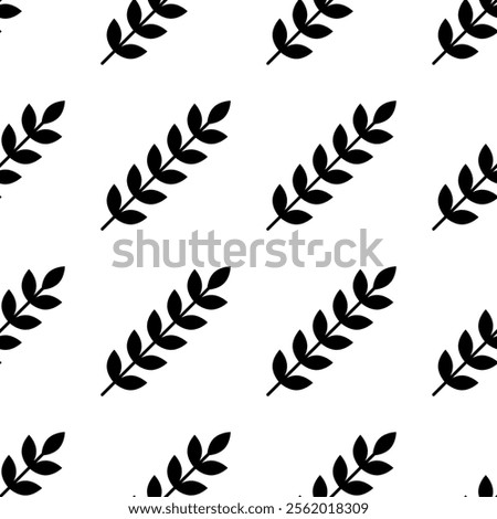 Seamless background of spikelet silhouettes. Vector pattern with spikelets of wheat on white background.