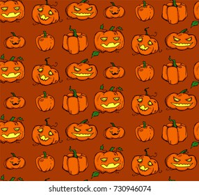 Seamless background with spooky Halloween pumpkin. It can be used as wallpaper, desktop, printing, wrapping, fabric or background for your blog, covers and your design. 