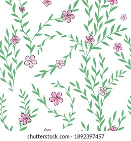 The seamless background of the sprig with sakura. Vector illustration