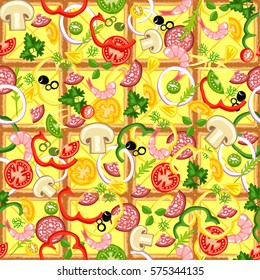 Seamless background from a square pizza.