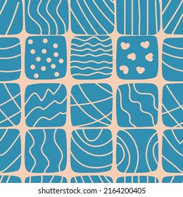 Seamless background squares with different cutouts, symmetrical minimalistic background