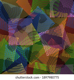 A seamless background of squares with hearts. Vector illustration