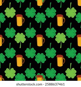 Seamless background with st. Patrick's day elements. 