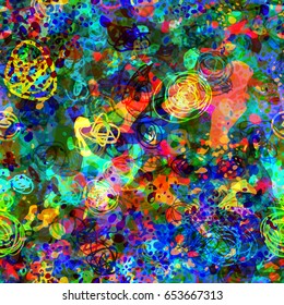 Seamless background from stains and strokes. Colorful texture for fabric, wrapping, home decor. Watercolor effect
