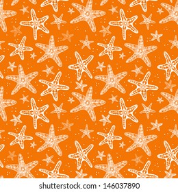  Seamless background with starfishes. Can be used for wallpaper, pattern fills, textile, web page background, surface textures. Vector illustration. 