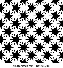 Seamless background with stars. Stylish seamless starry pattern. Endless stylish texture. Black white versions.