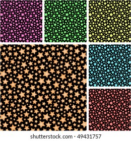 Seamless background with stars. Vector set.